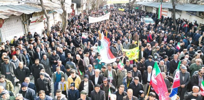 جشن حضور تا ظهور مردم مریوان در راهپیمایی ۲۲ بهمن