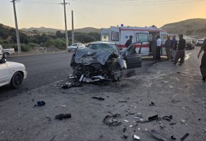 نجات ۵ مصدوم در پی تصادف شدید دو خودرو در مریوان